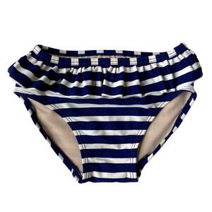 Tea Collection Ruffle Stripe Swim Bottoms - Navy Blue White - 4T